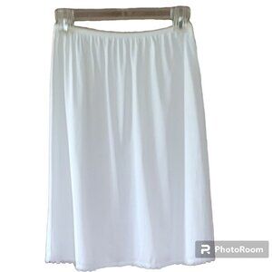 Vintage Warner's White Lace-Trim Satiny Slip Skirt Size Large Length 21"
